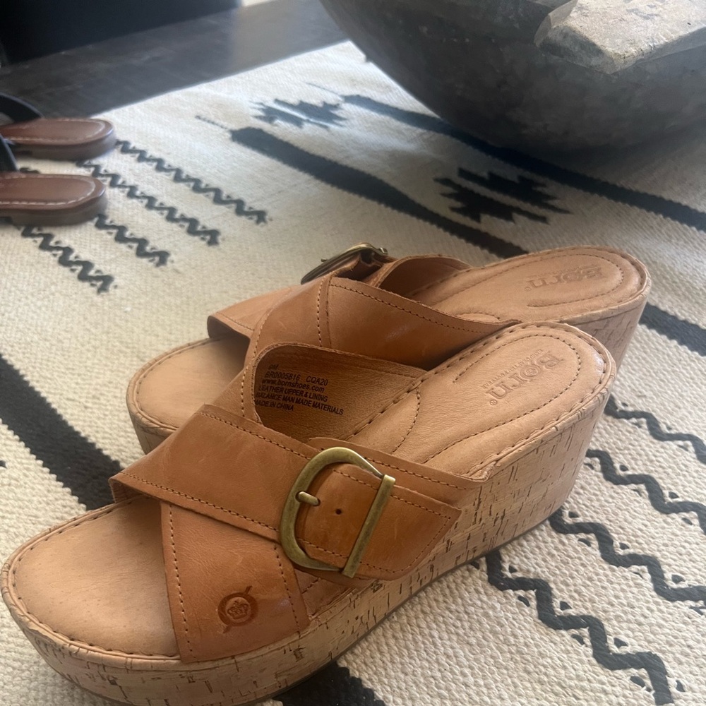 BORN Handcrafted Footwear SZ 9 NEW WEDGE cork with Leather upper Nordstrom